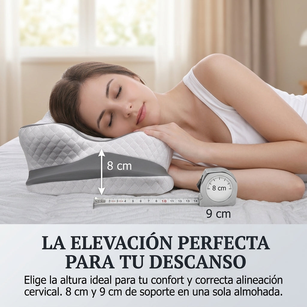 Almohada Cervical de Espuma Viscoelástica con Diseño Ergonómico y Funda de Seda de Hielo Refrescante
