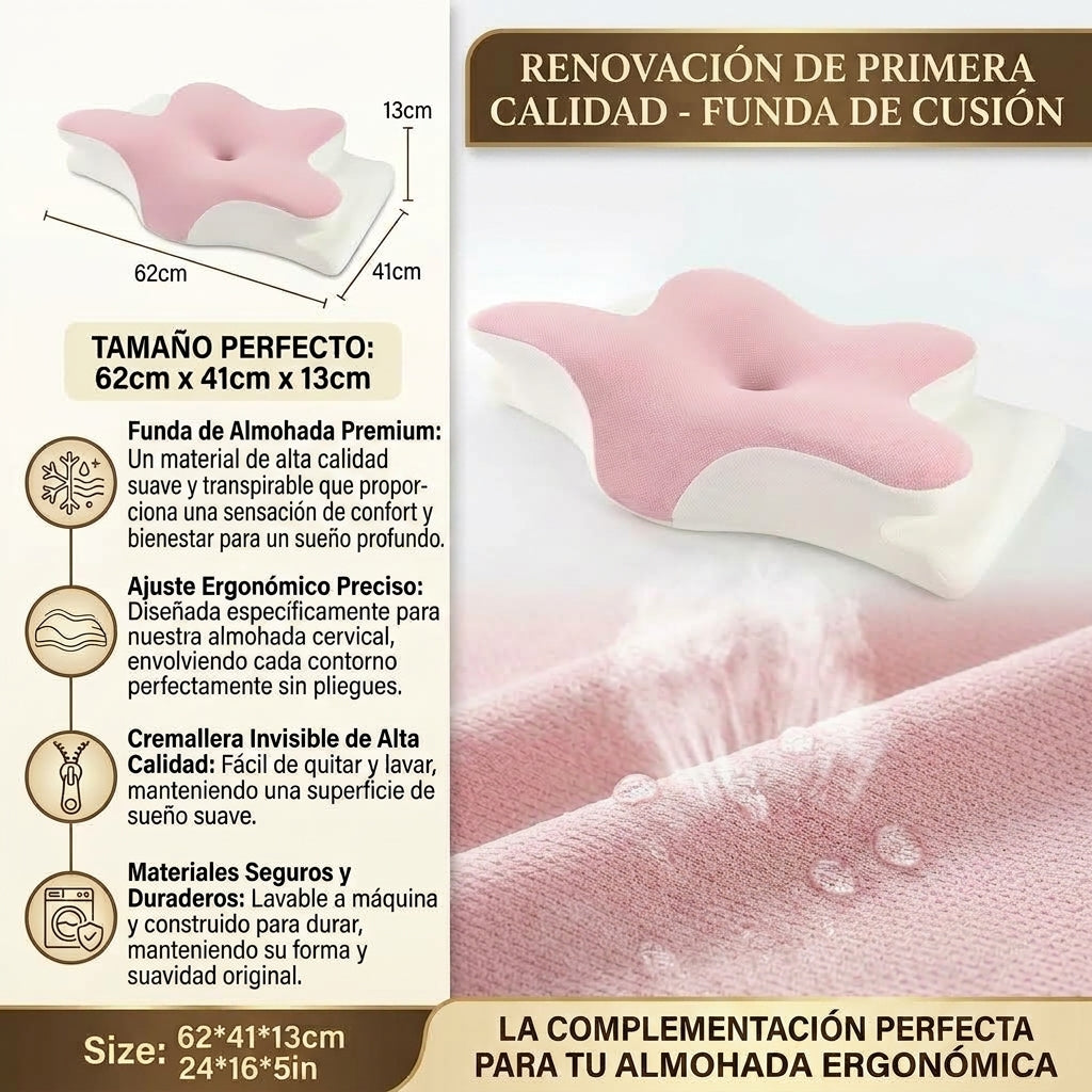 Funda de almohada cervical ergonómica y transpirable
