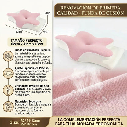 Funda de almohada cervical ergonómica y transpirable