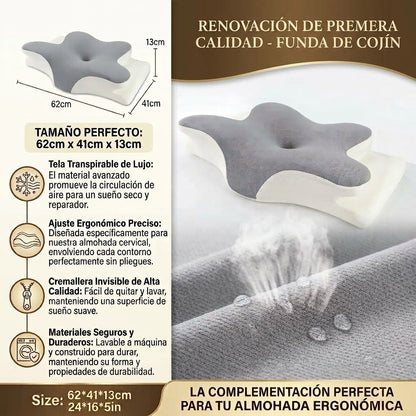 Funda de almohada cervical ergonómica y transpirable