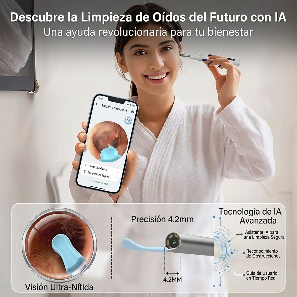 Otoscopio Limpiador de Oídos con Cámara HD WiFi