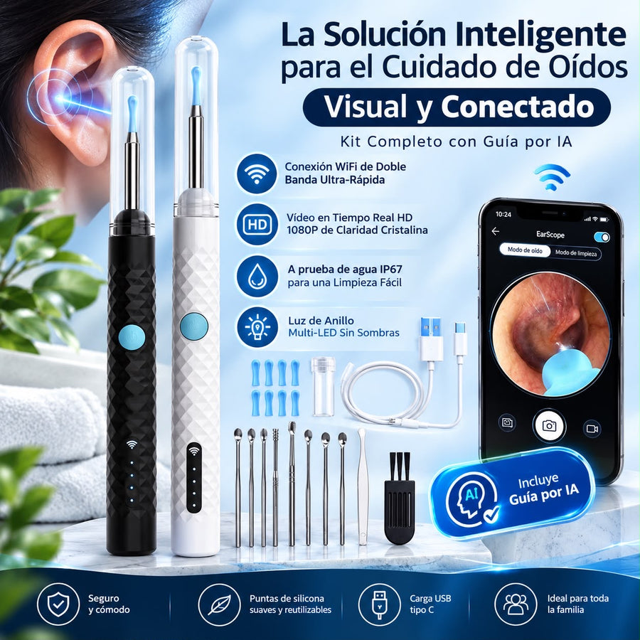 Otoscopio Limpiador de Oídos con Cámara HD WiFi